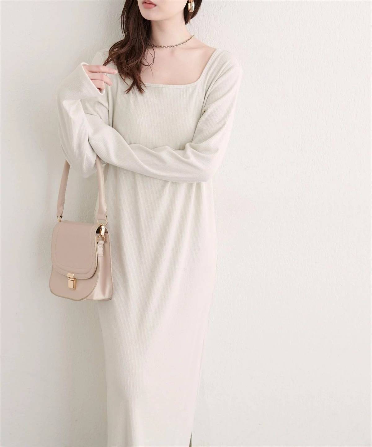 natural couture 前後2WAYラメテレコワンピース