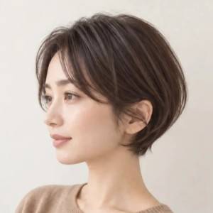  センターパートの大人ショート 