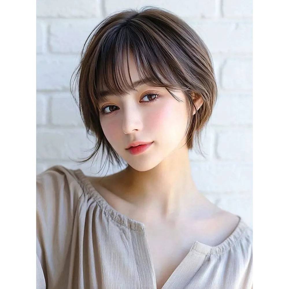 毛先をハネさせたレイヤーショート