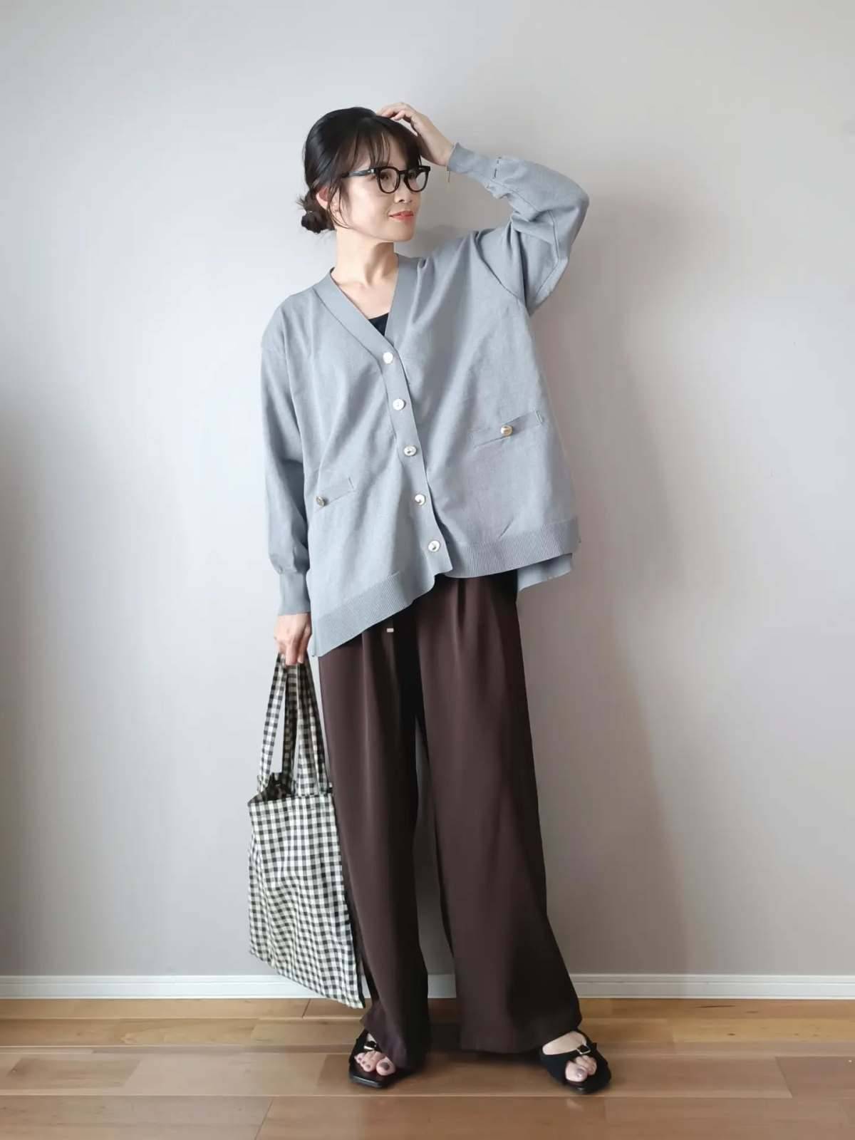 ロングカーディガン×ワイドパンツ
