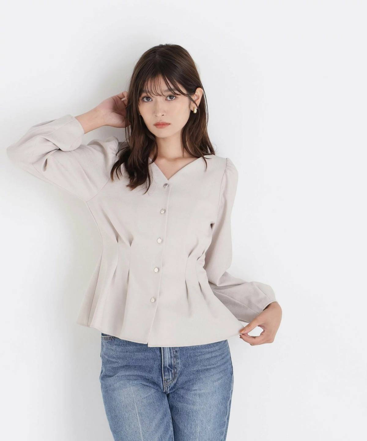 NATURAL BEAUTY BASIC きゅっと,メリハリ仕掛けトップス