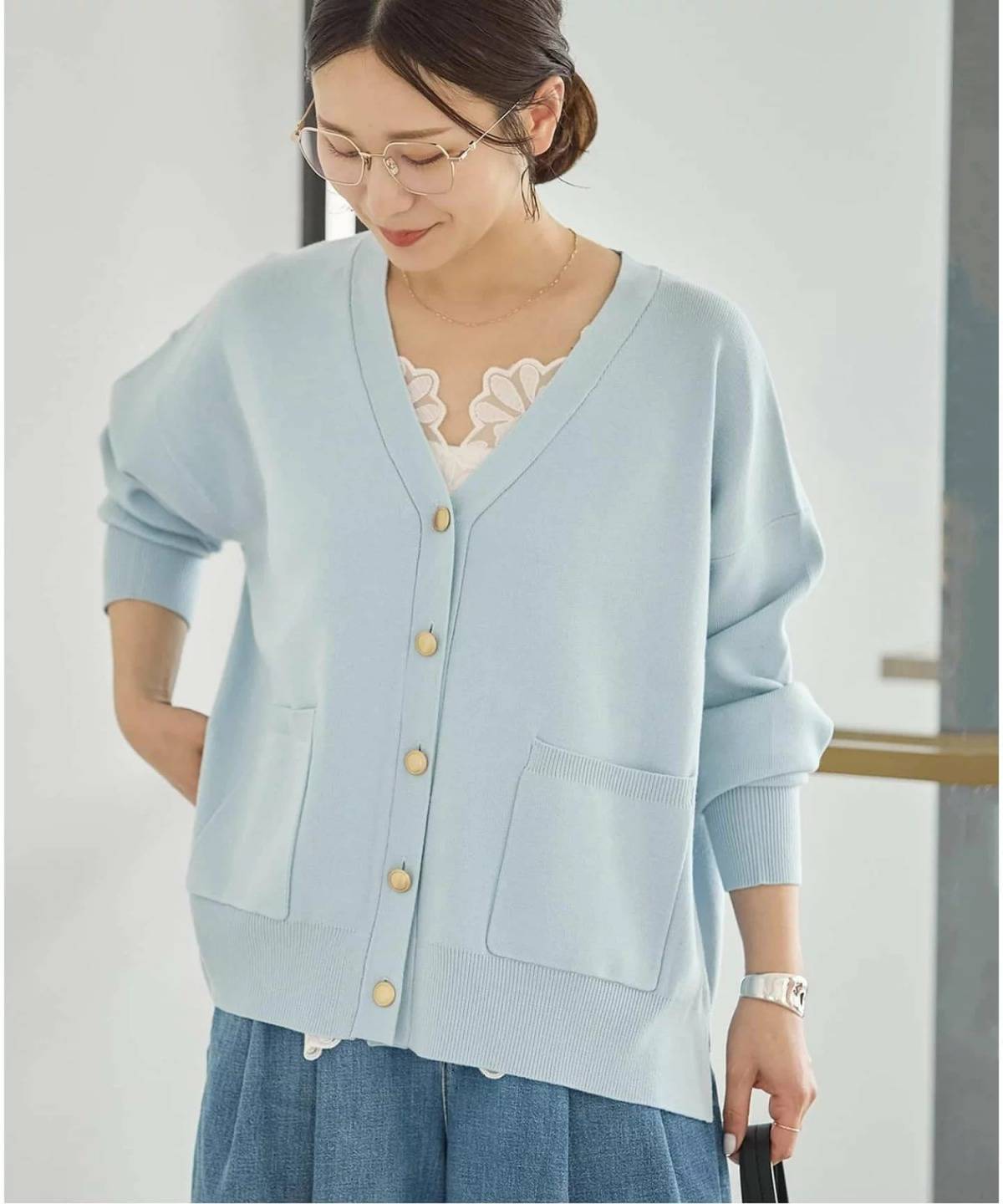 JOURNAL STANDARD ウォッシャブルTEXBRID Vネックカーディガン
