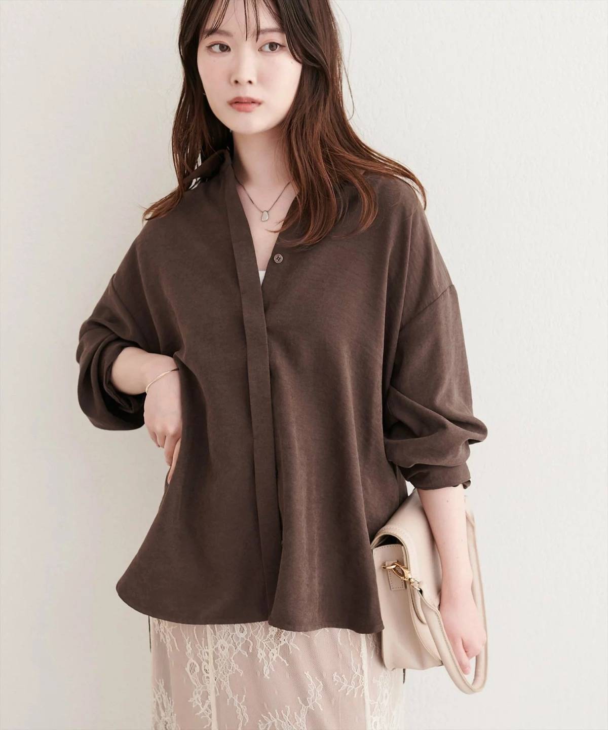 natural couture ピーチスキンオーバーサイズシャツ