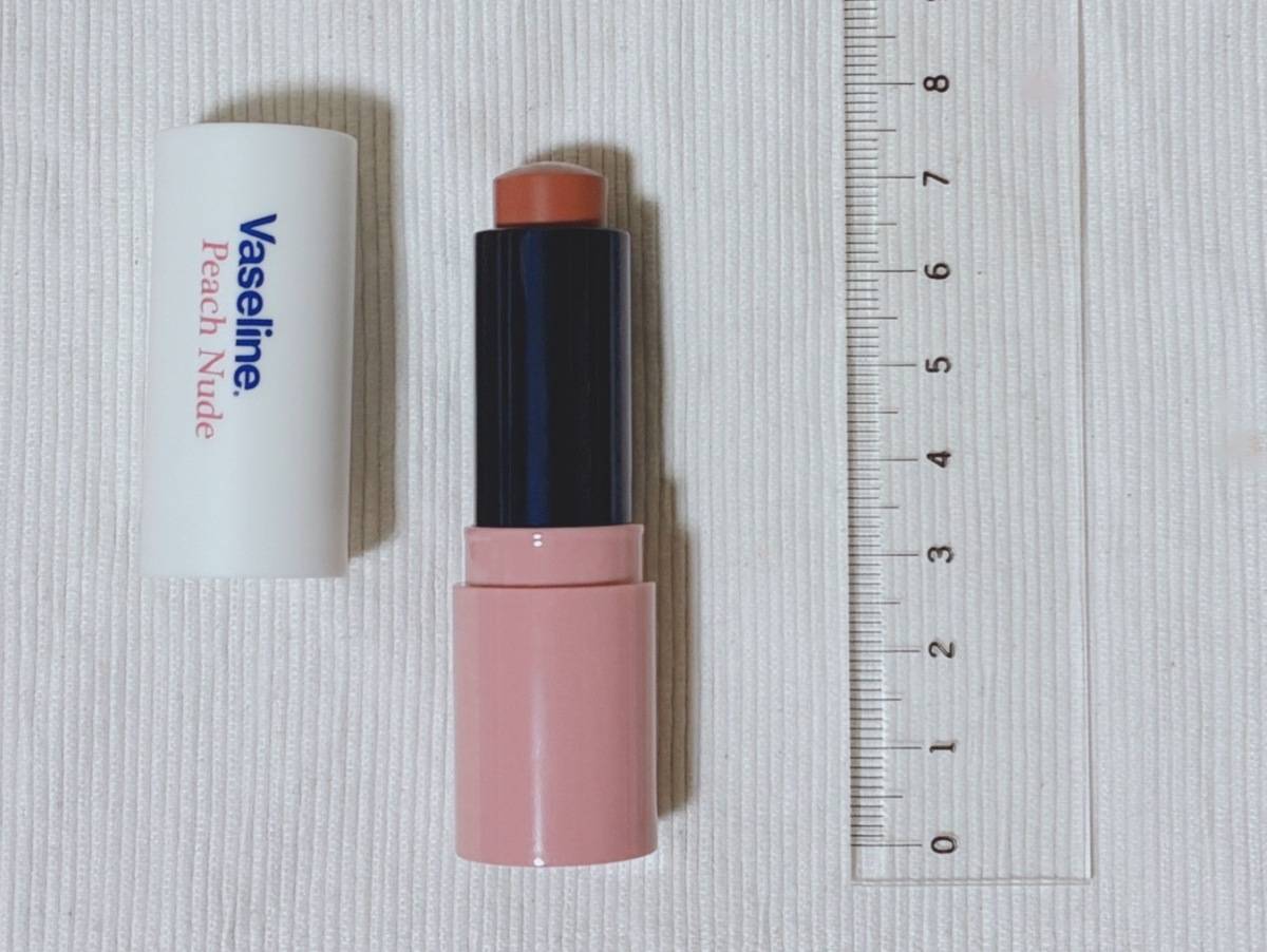 Vaseline ヴァセリン ヴァセリン リップ ピーチヌード 色付きリップ 本体 蓋開け 定規 サイズ