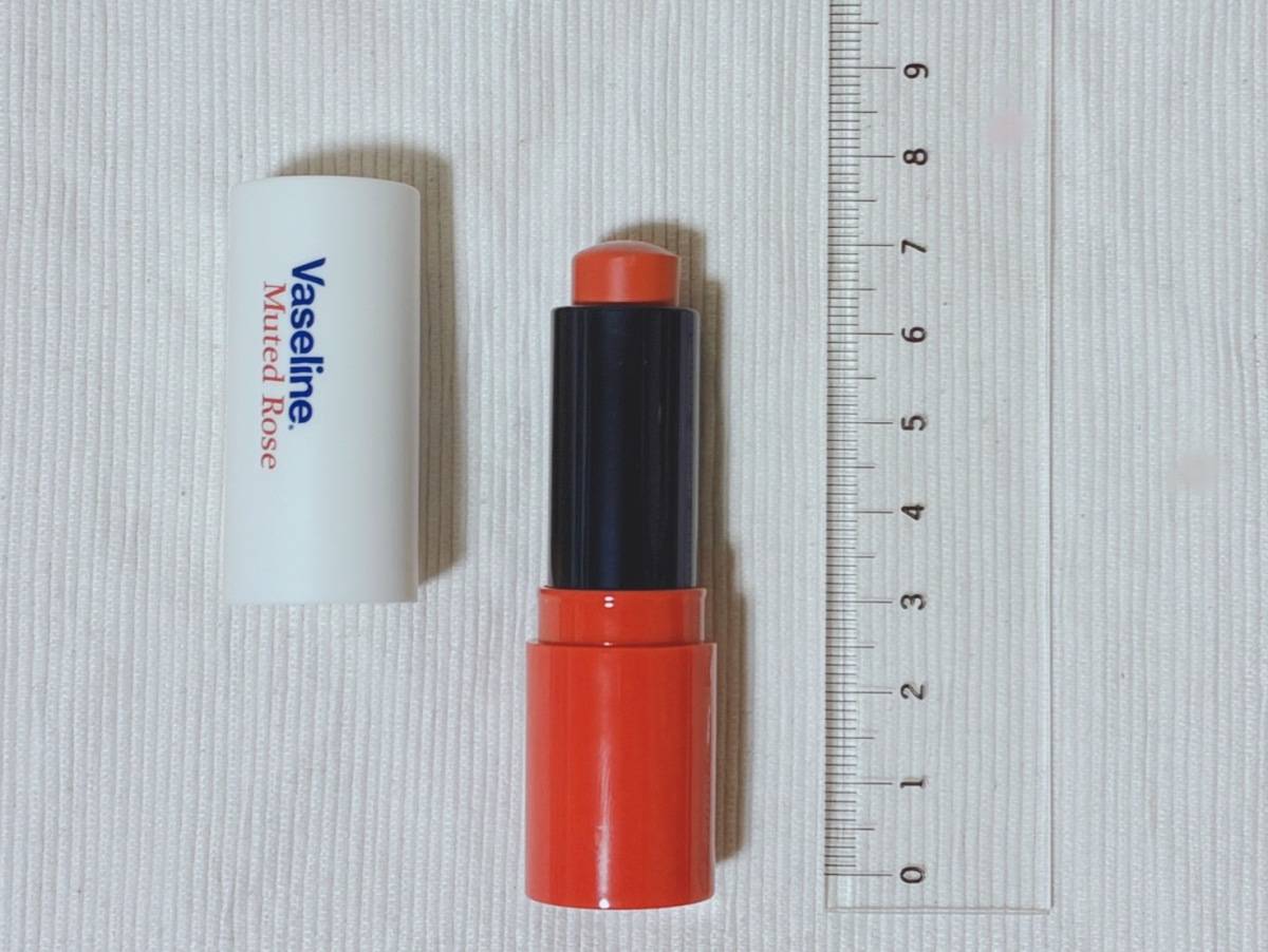 Vaseline ヴァセリン ヴァセリン リップ ミューテッドローズ 色付きリップ 本体 蓋開け 定規 サイズ