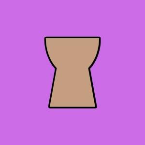  紫の背景に茶色のフォルムが描かれたイラスト 