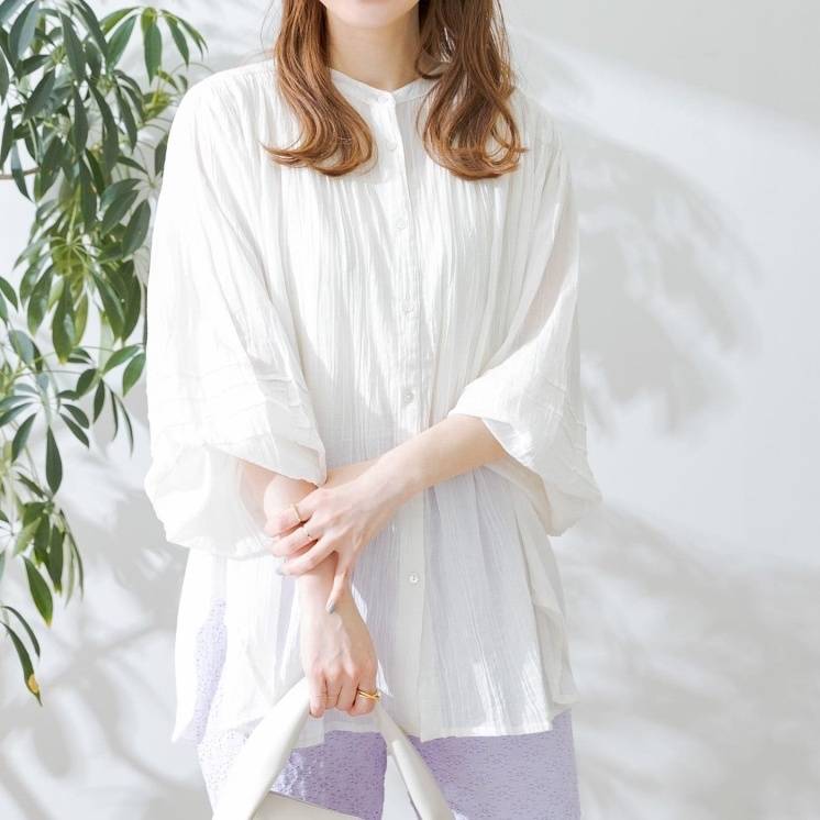 Sonny Label コットンガーゼギャザーシャツブラウスシャツ