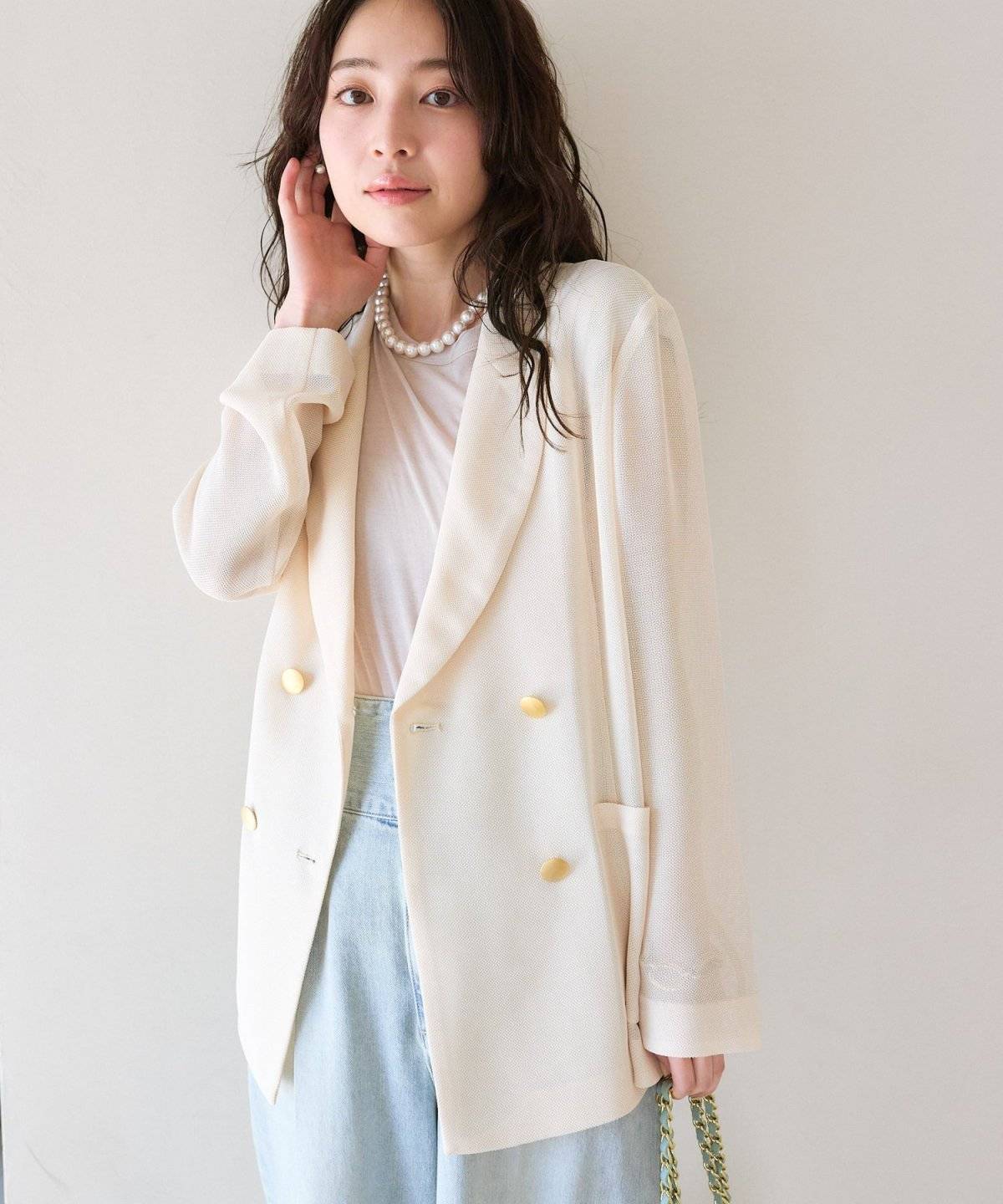 La boutique BonBon(ラブティックボンボン) メッシュメタルボタンライトジャケット