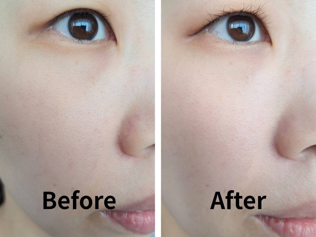 「ドラマティックスキンセンサーベース NEO」を塗ったビフォーアフター