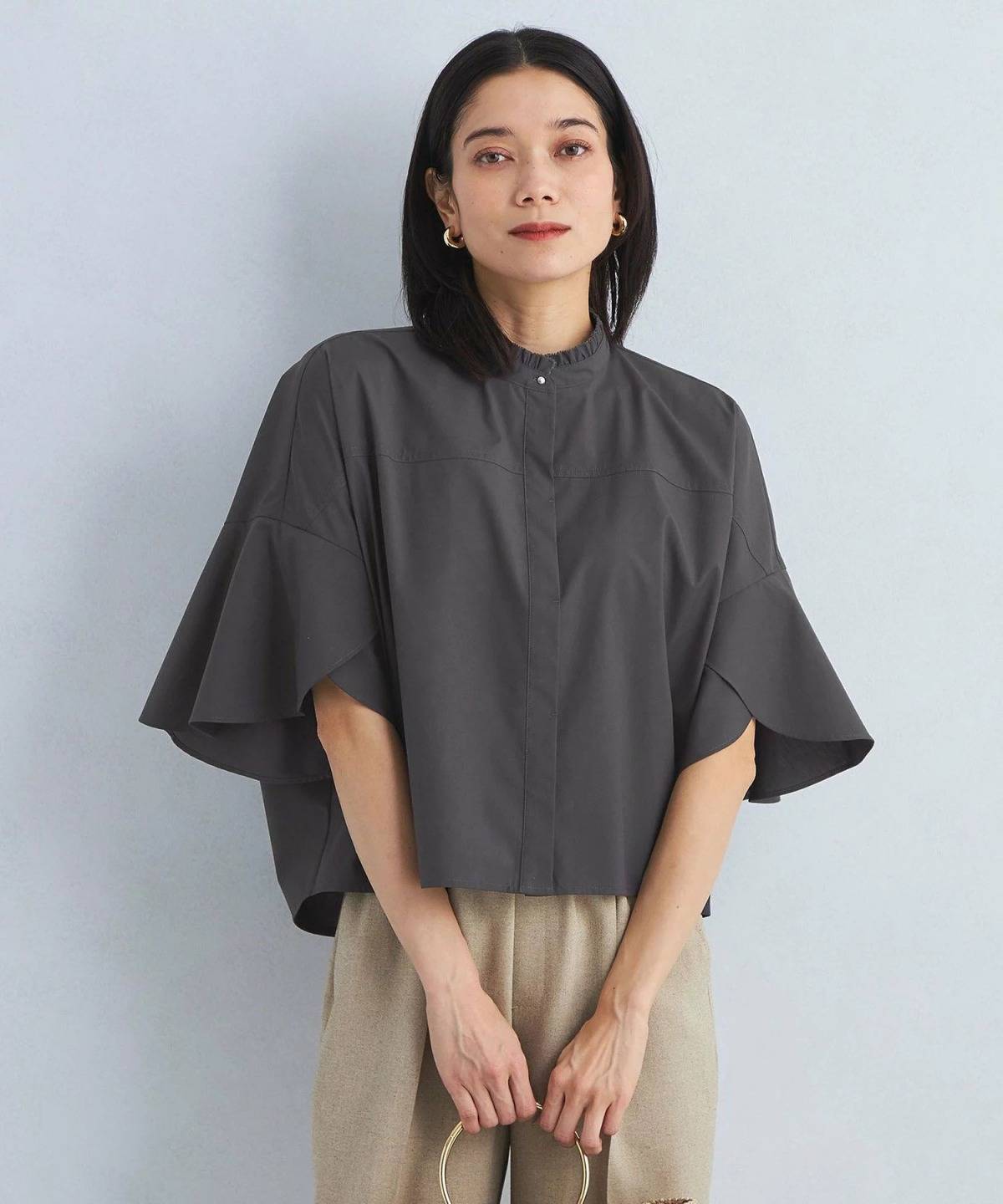 UNITED ARROWS green label relaxing フレアスリーブ クロップド シャツ