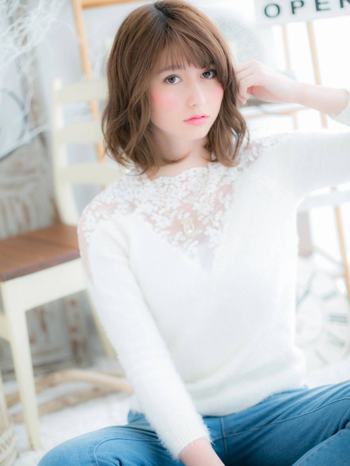 大人可愛いゆるふわボブ