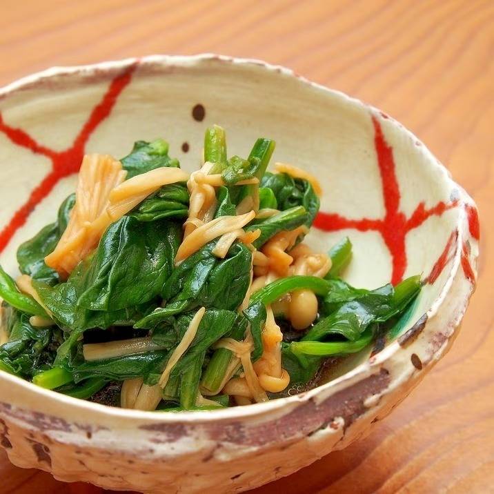 簡単おつまみ！ほうれん草とえのきの中華風和え