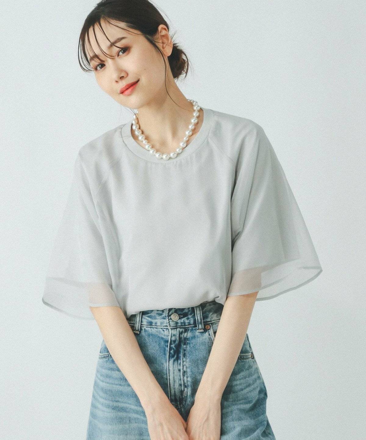 GLOBAL WORK(グローバルワーク) シフォンドッキング7分袖