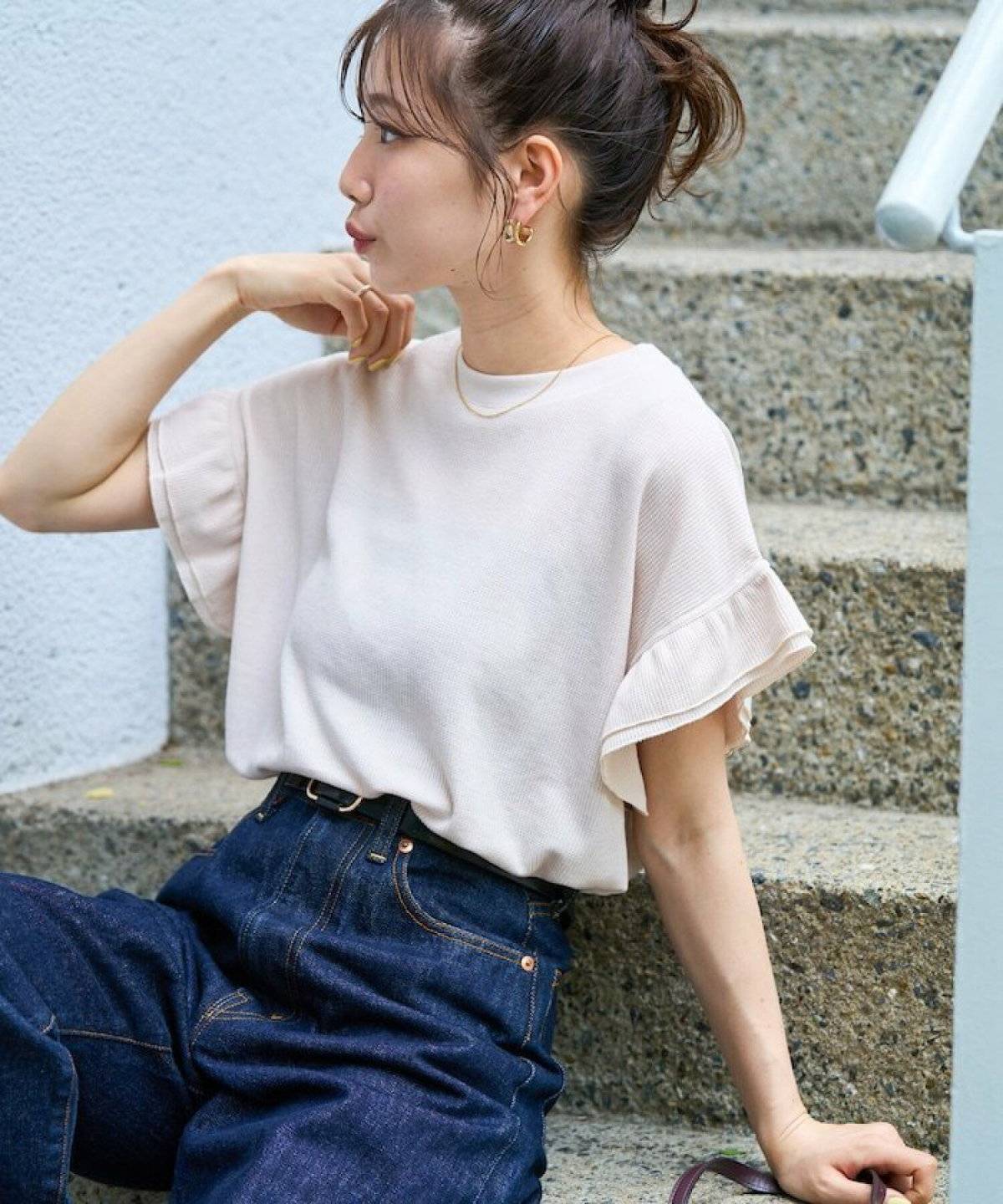 FREAK’S STORE(フリークスストア) ワッフル フリル 袖トップス【限定展開】 25SS