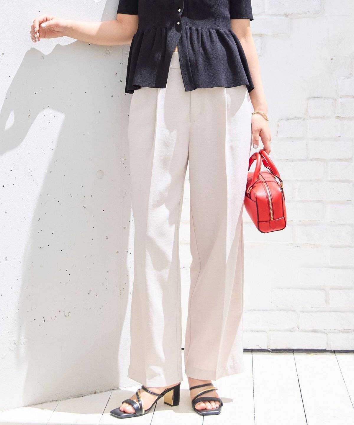 VIS(ビス) リネンライクワンタックワイドスラックスパンツ