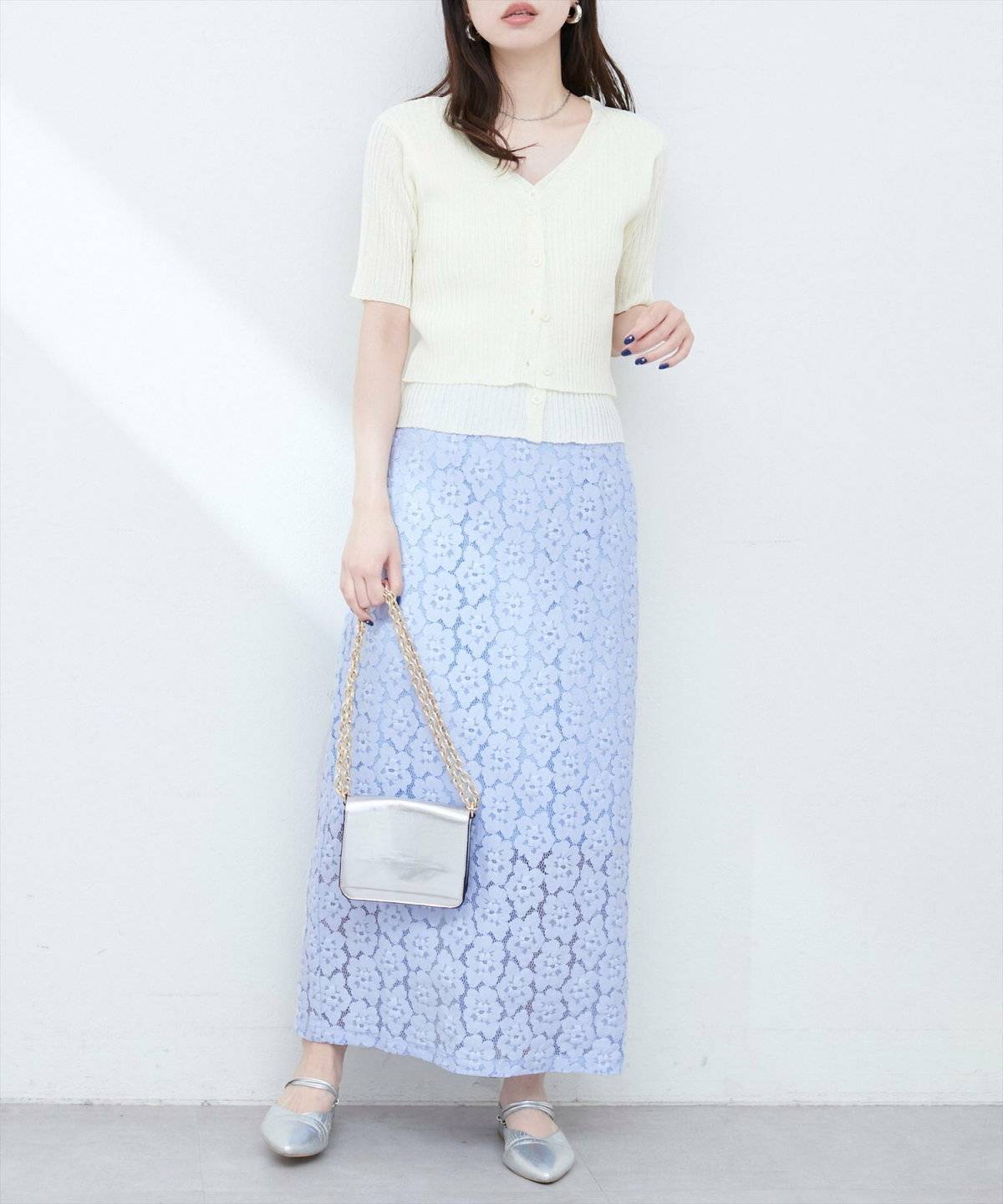 natural couture(ナチュラルクチュール) 【WEB限定】花柄レースややAラインスカート