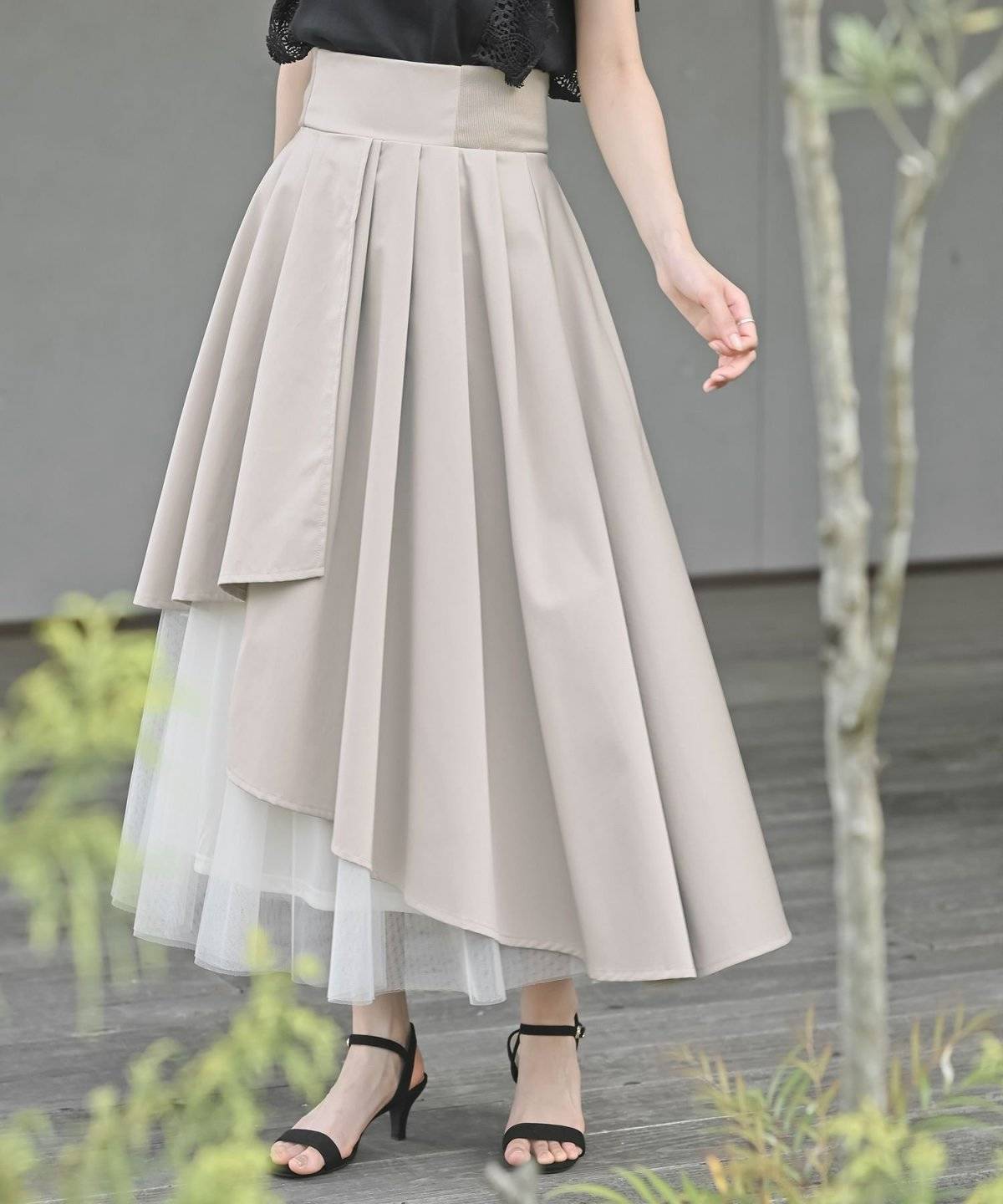 rps(アールピーエス) チュール切替アシンメトリーロングスカート