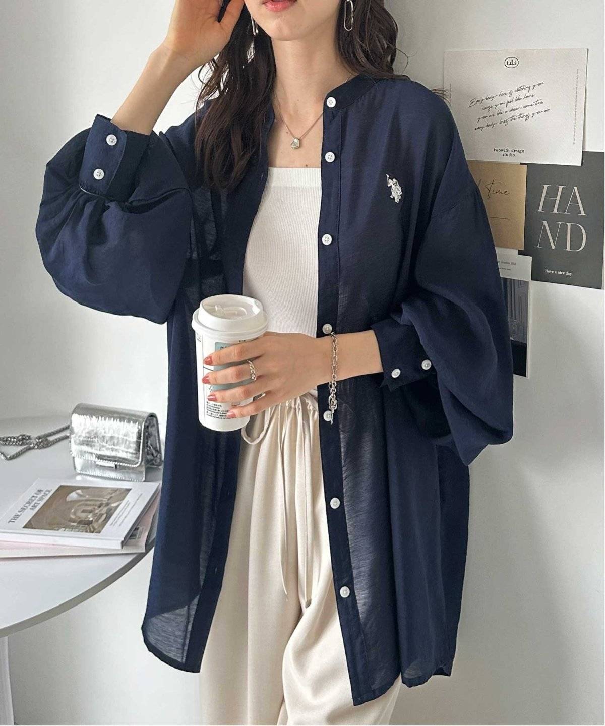 GeeRA(ジーラ) バンドカラーシアーシャツ