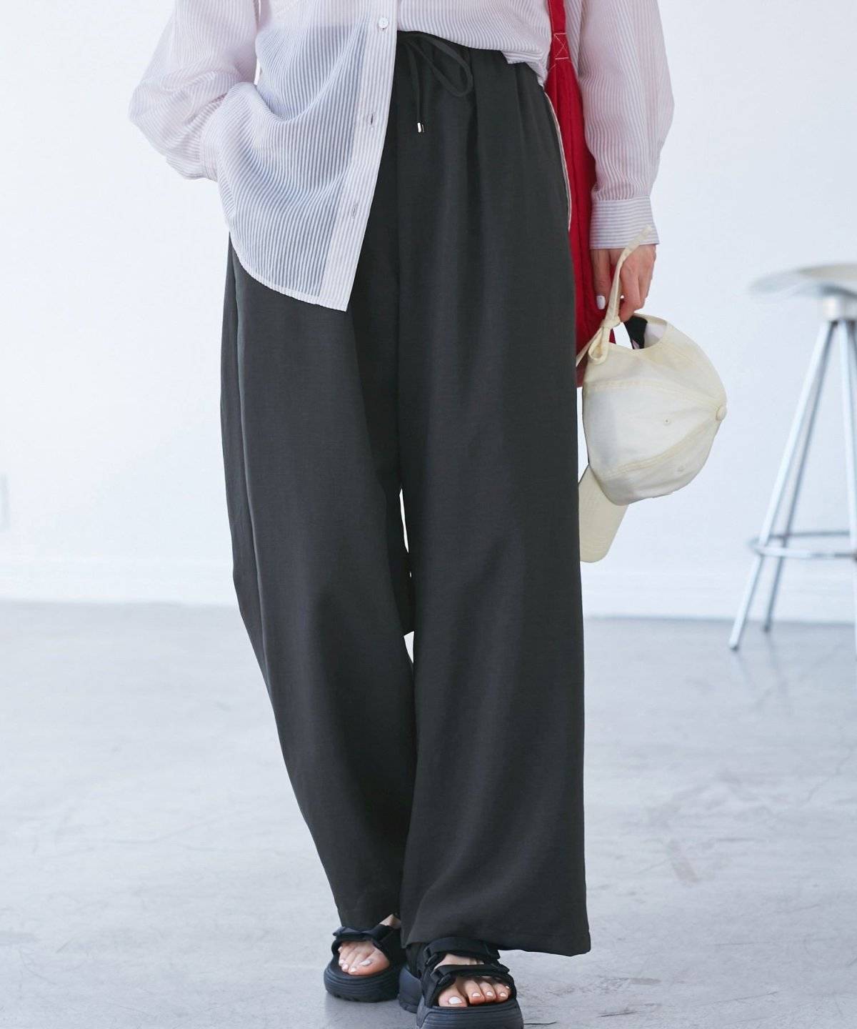 ROPE' PICNIC(ロペピクニック) 【吸水速乾・防シワ】エフォートレスリラックスワイドパンツ