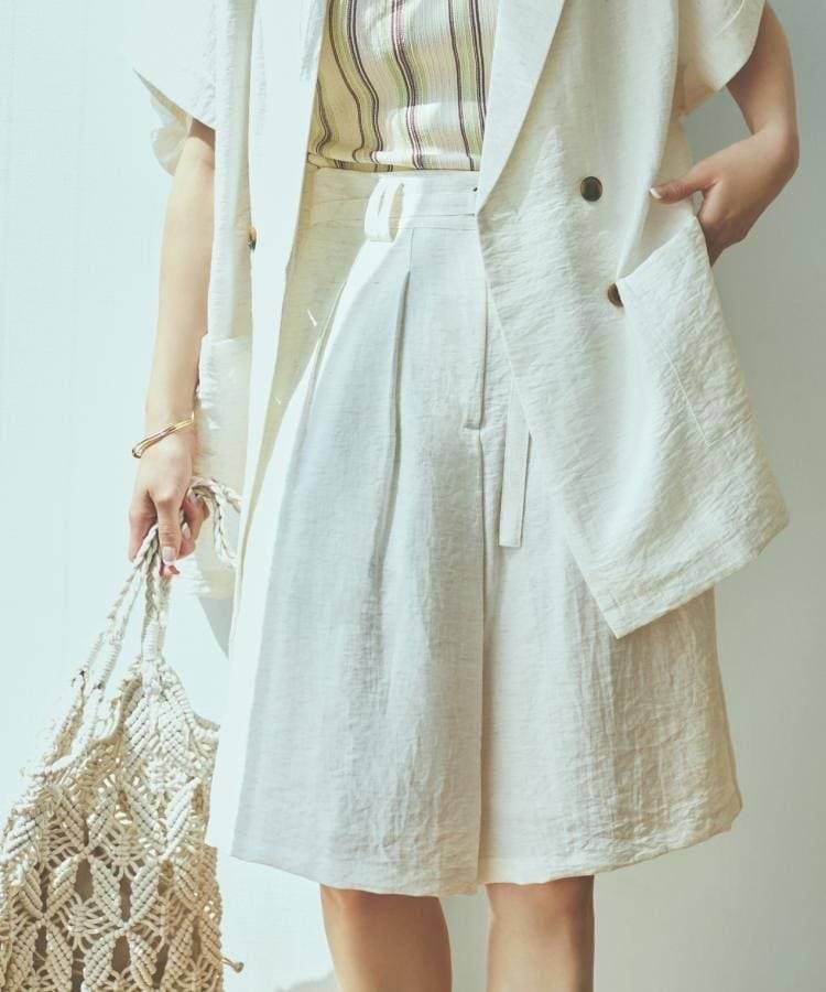 THE SHOP TK(ザ ショップ ティーケー) リネン混ハーフパンツ【洗える/セットアップ可】