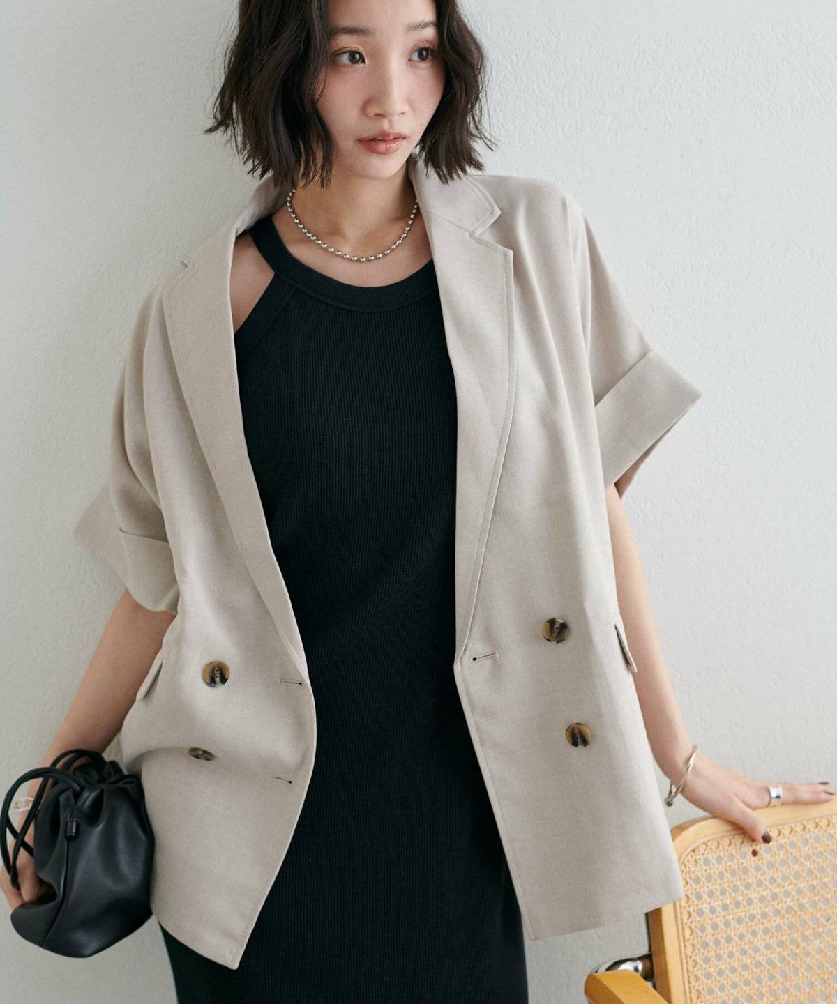 Discoat(ディスコート) 【新色追加/さらっとした着心地】テックリネン半袖シャツジャケット《WEB限定》