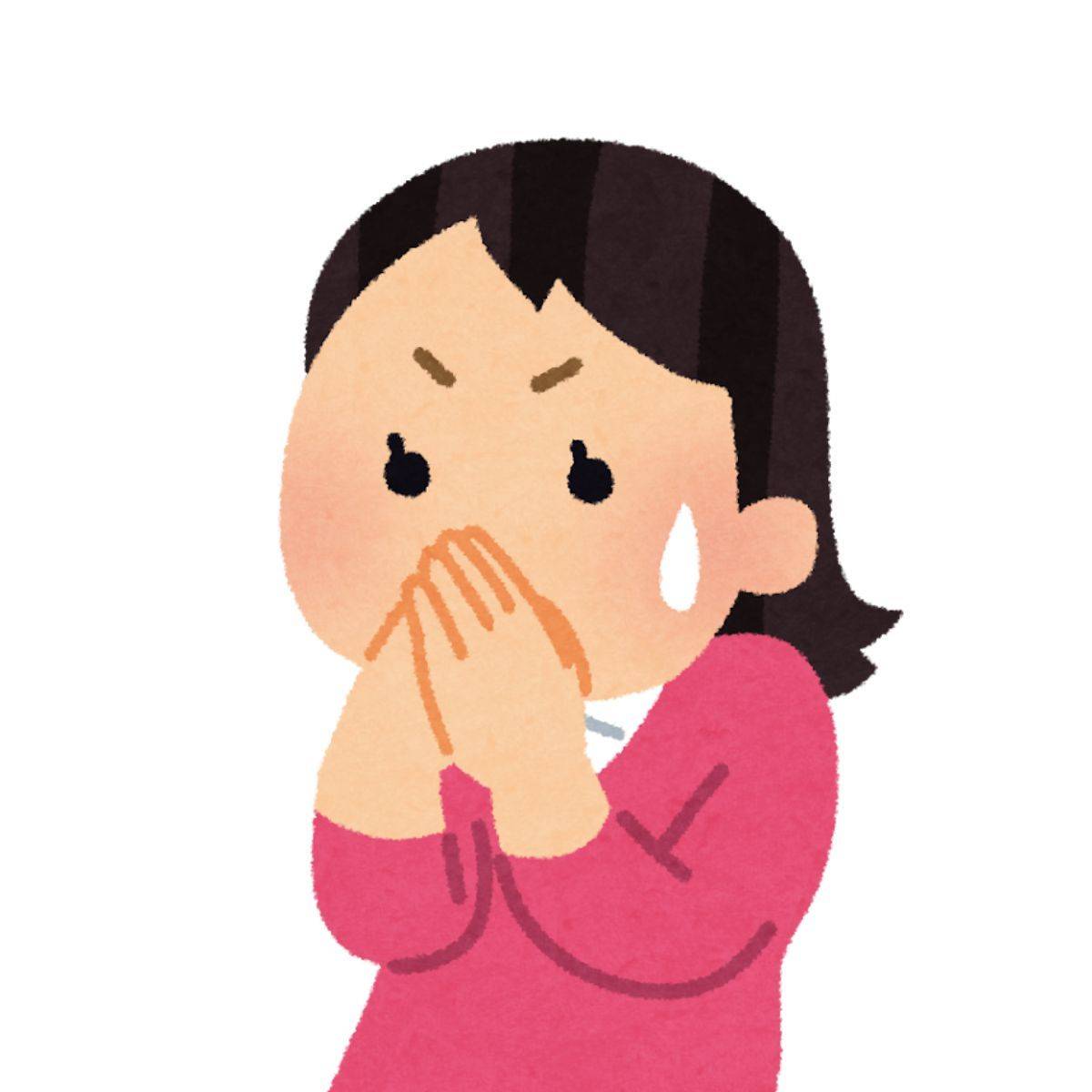 口元を押さえる女性のイラスト