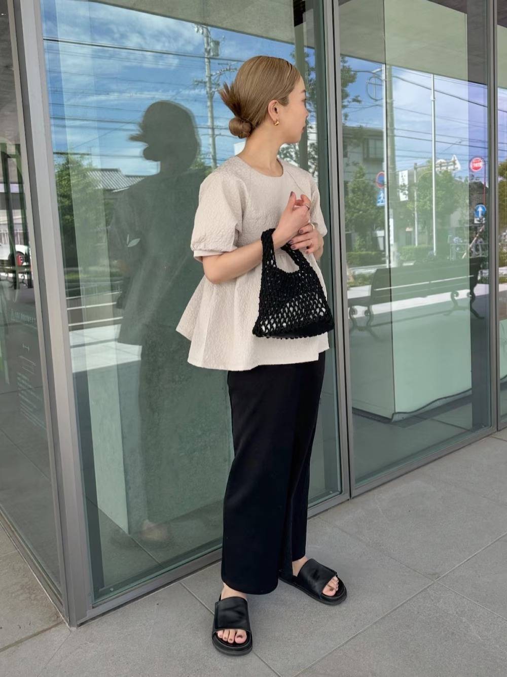 ペプラムブラウスを合わせる♡
