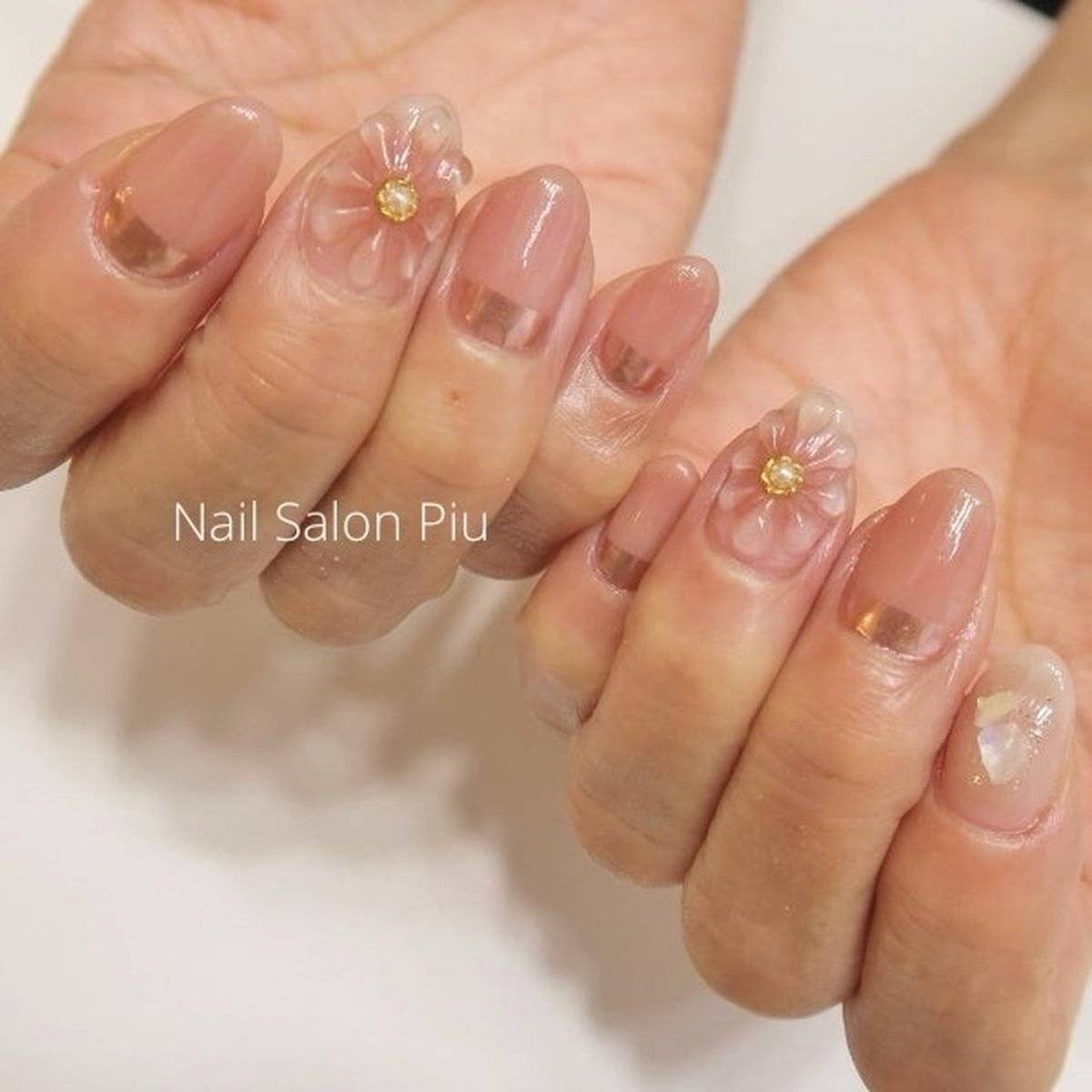 ピンクブラウンネイル