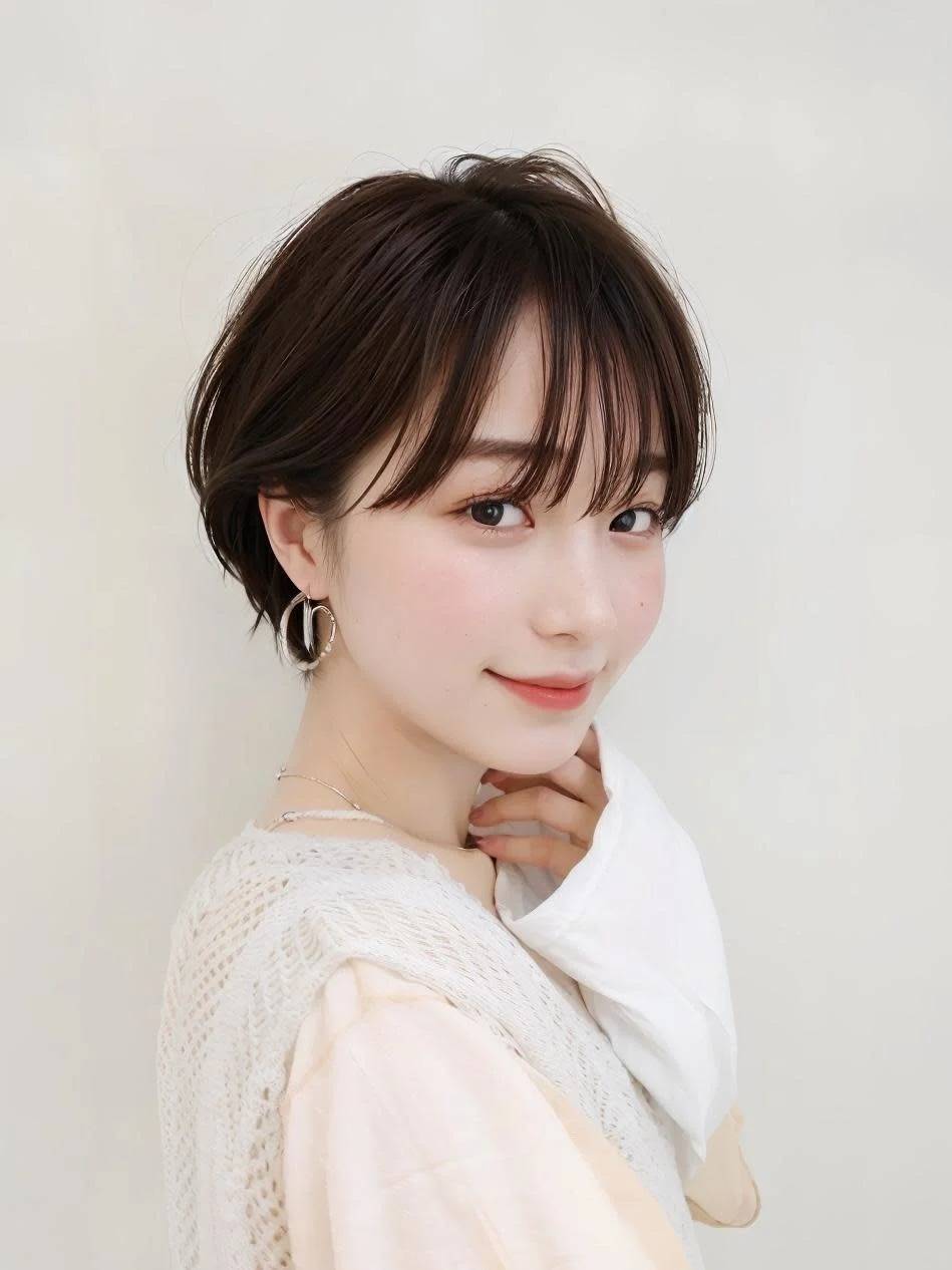 ナチュラルフェミニンな耳掛けショート