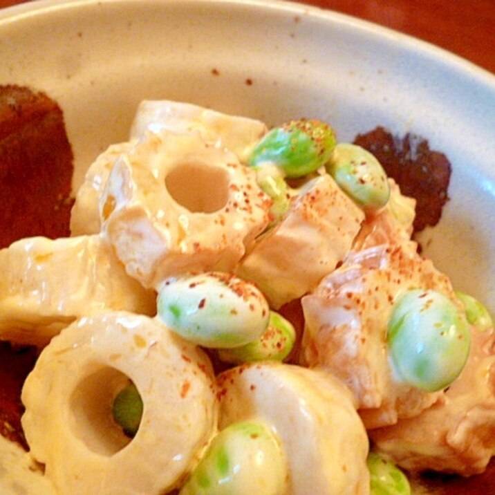 ちょこっとおつまみ☆ちくわと枝豆のピリ辛マヨ和え