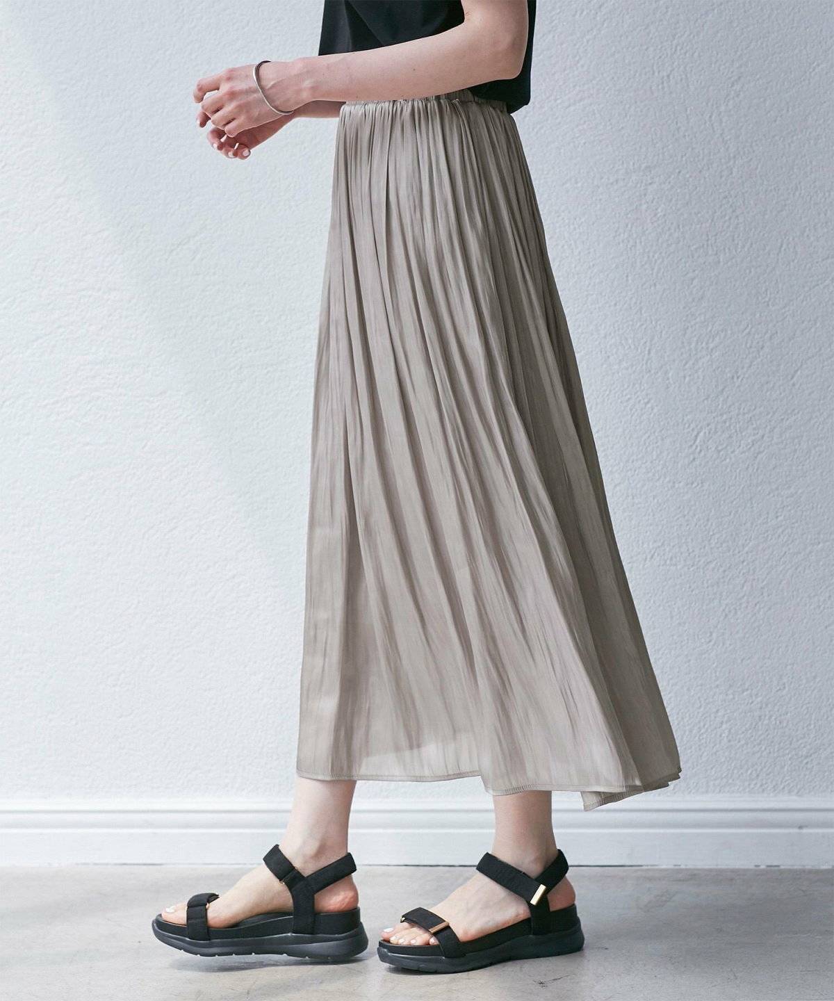 ROPE' PICNIC(ロペピクニック) シャイニーリラックスプリーツスカート