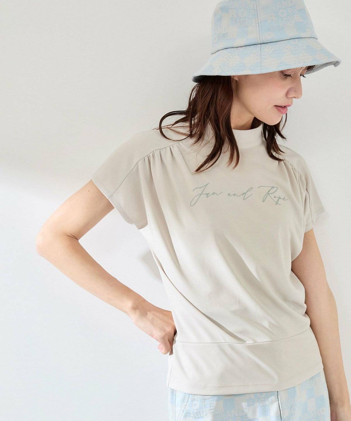 JUN&ROPE’(ジュンアンドロペ) 【UV】【接触冷感】強撚スムースギャザープルオーバー