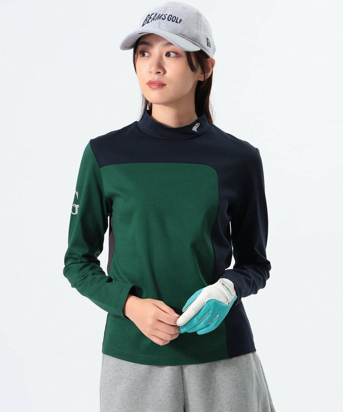 BEAMS OUTLET(ビームス アウトレット) ORANGE LABEL / カラーブロック モックネックシャツ