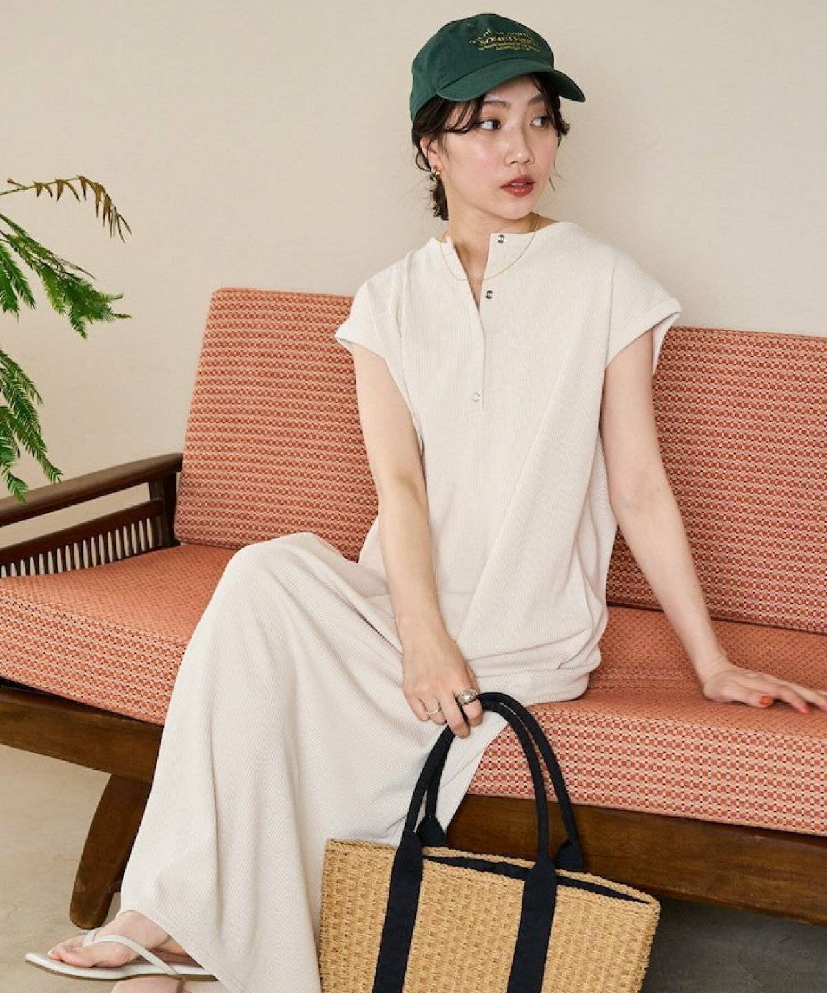 FREAK’S STORE(フリークスストア) ヘンリー ボタン フレンチ スリーブ ワンピース