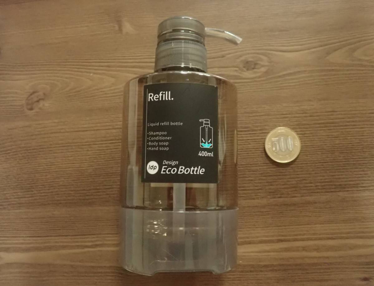 ダイソーの1dp 残さず使えるエコボトル 丸 アンバー