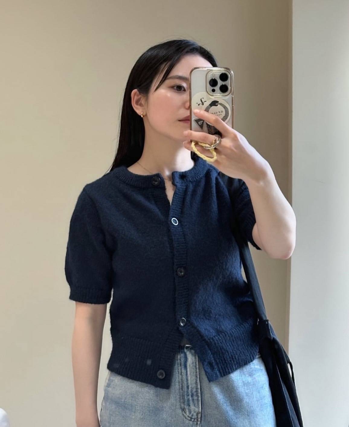 ハーフスリーブサマーニットコーデ