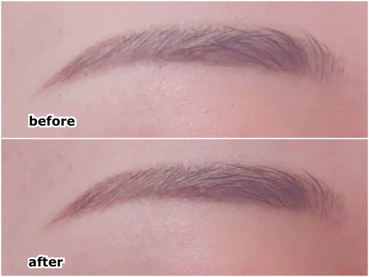 nake ネイク ニュアンスオンアイブロウ 01 ウォームブラウン 眉マスカラ アイブロウマスカラ before after 塗布前 塗布後 筆者眉