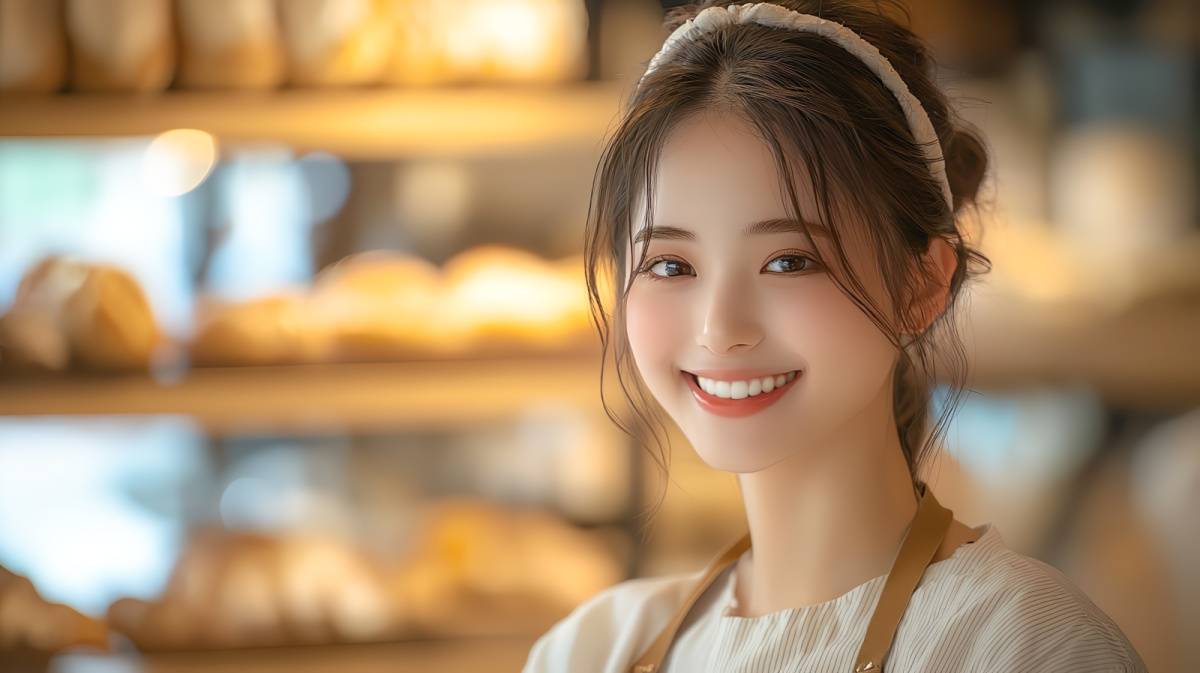 カチューシャを付けた女性