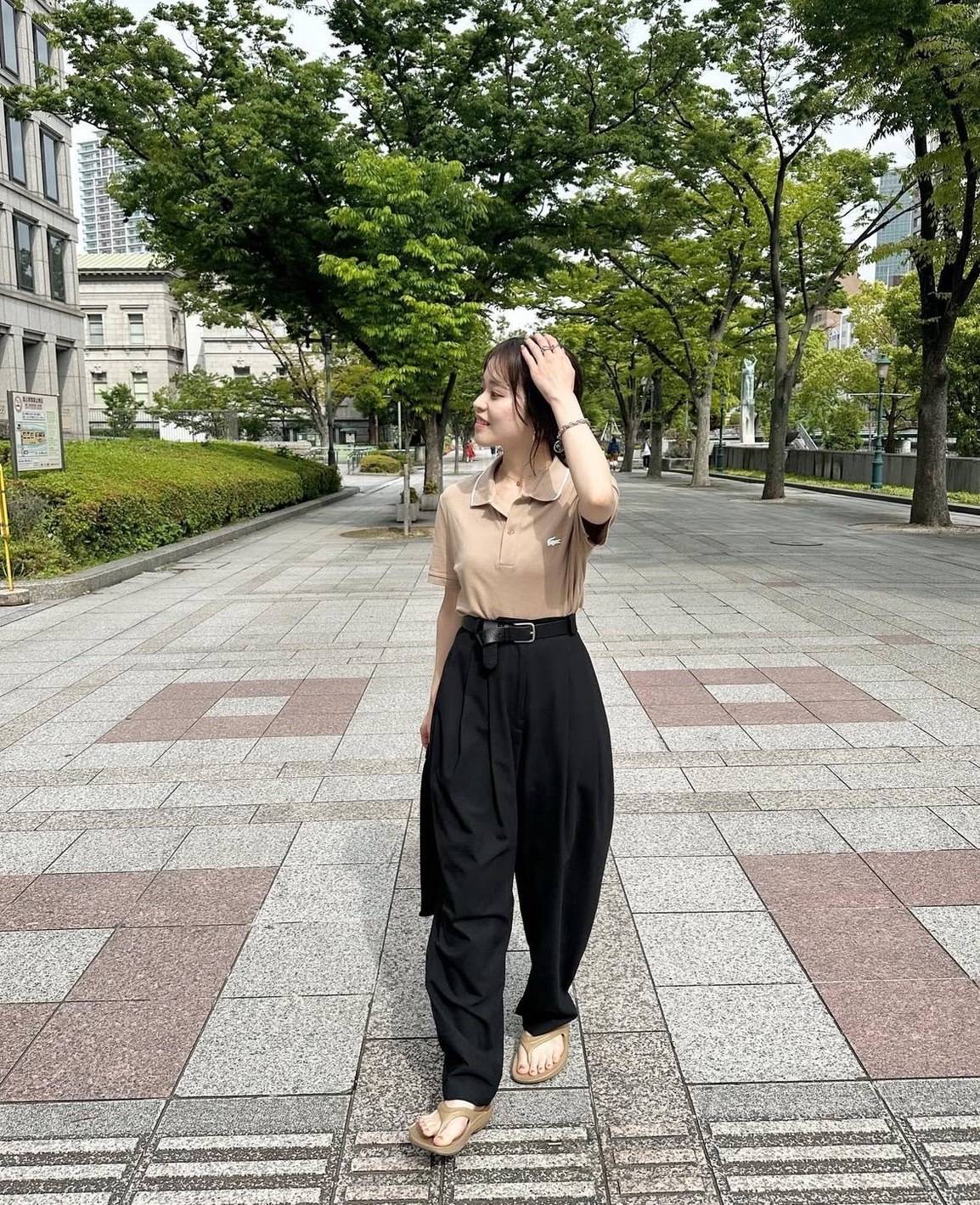 ラコステのポロTシャツコーデ