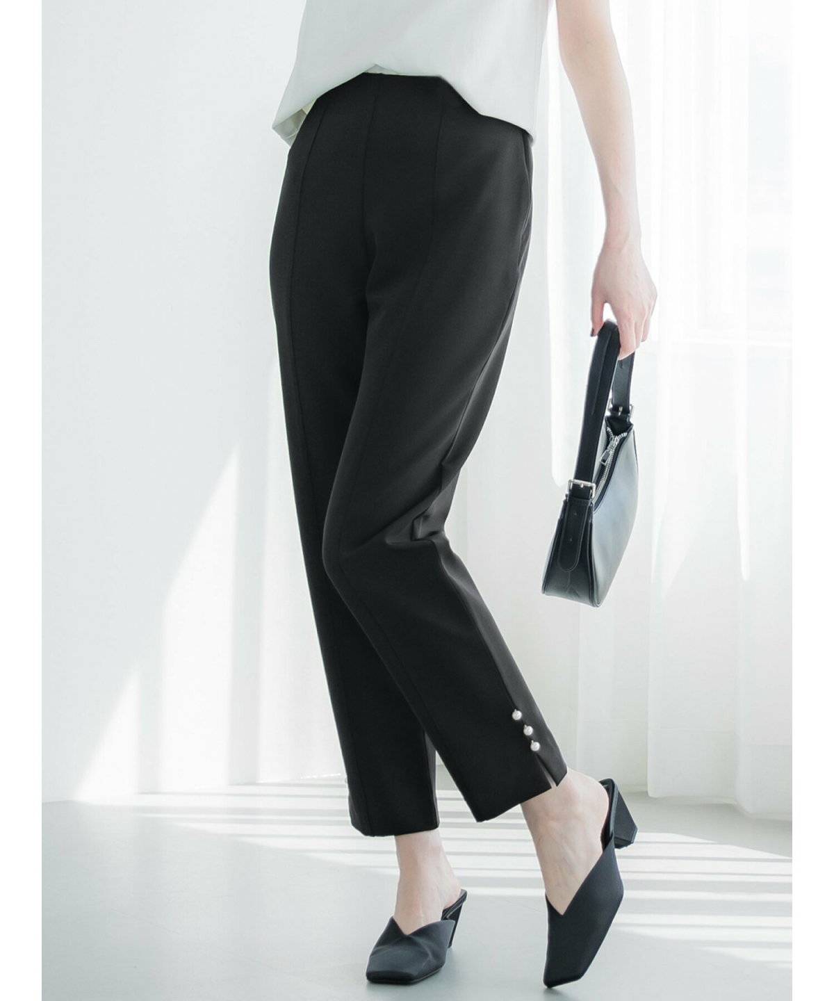 coca(コカ) ストレッチスリットパール付きスラックスパンツ