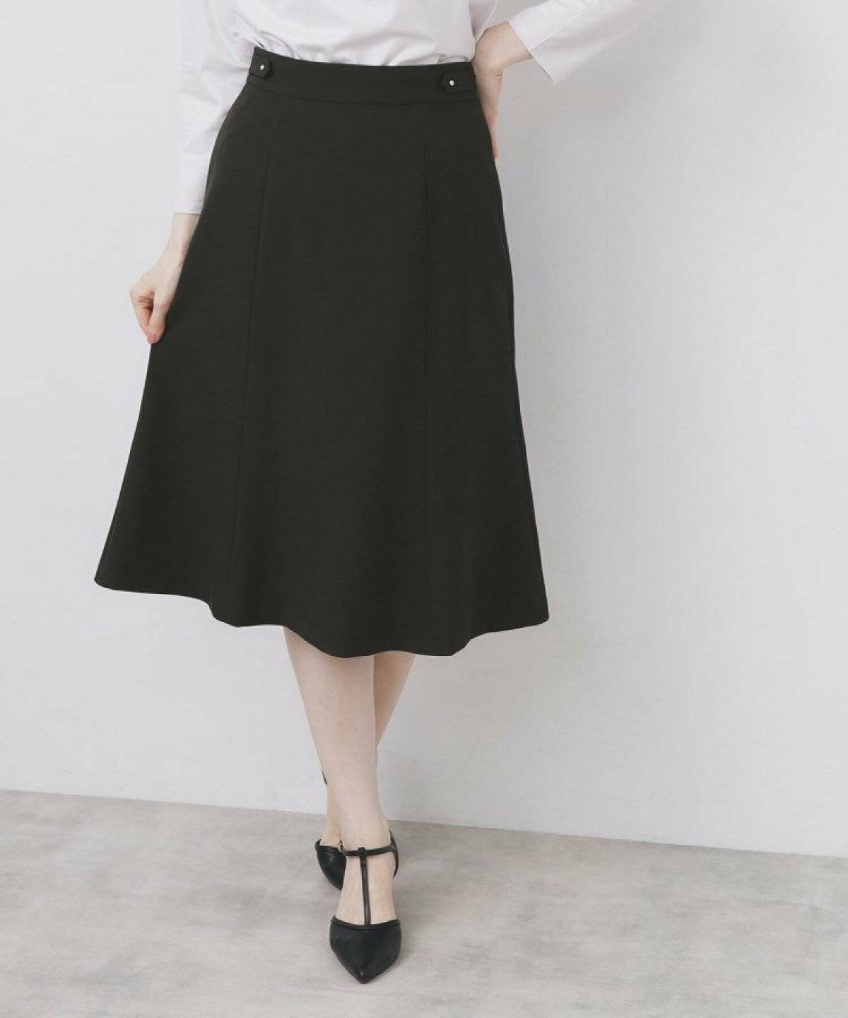 index(インデックス) ダブルクロスストレッチフレアスカート/セットアップ対応【洗濯機洗い可/イージーアイロン/防シワ】