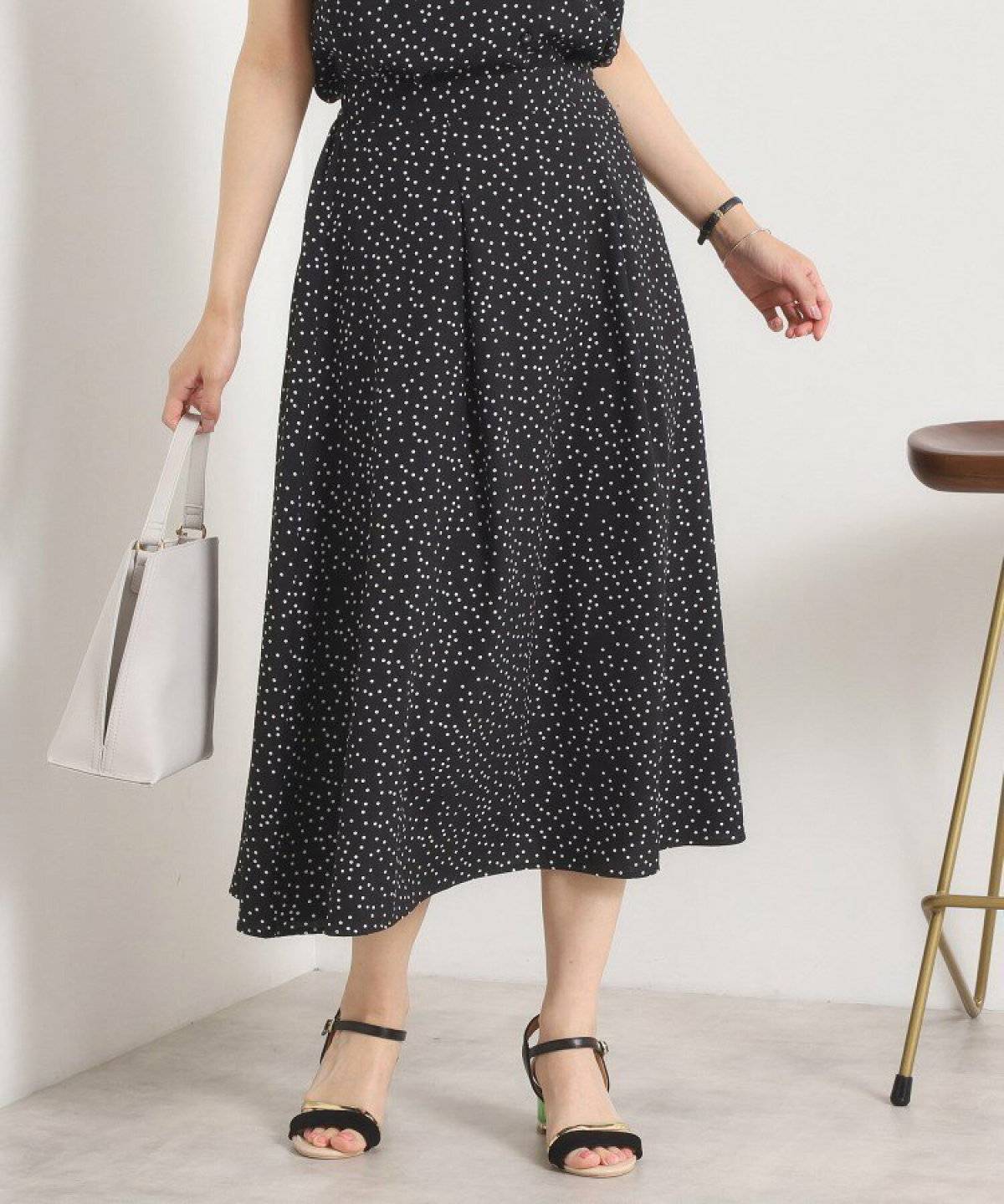 ITS'DEMO(イッツデモ) 【UVカット/速乾/冷感/洗濯機OK/洗濯後しわになりにくい】麻調ストレッチタックスカート