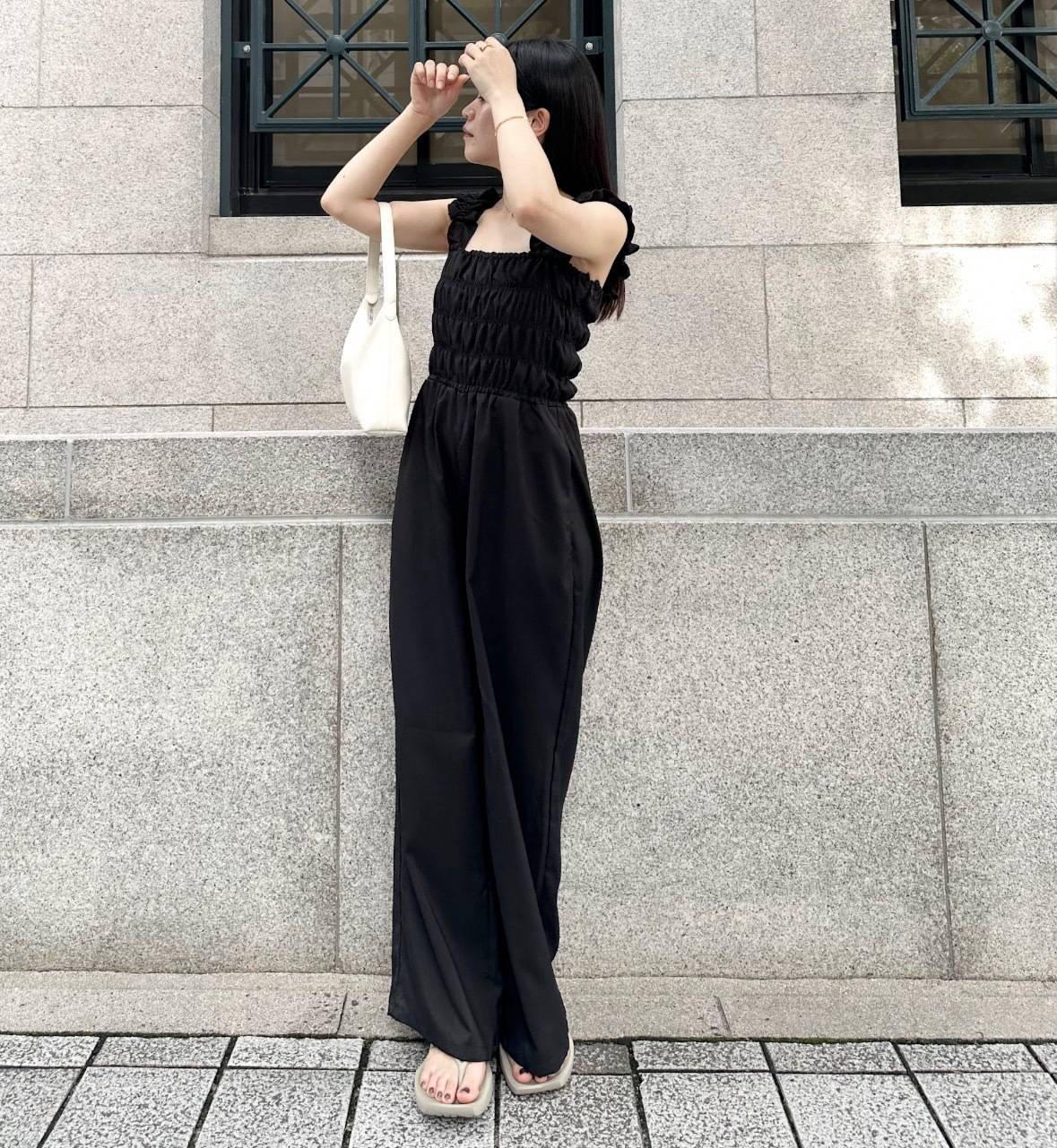 フリルシャーリングオールインワン