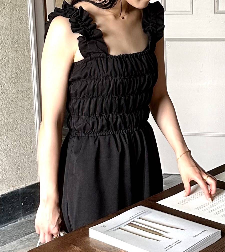 フリルシャーリングオールインワン