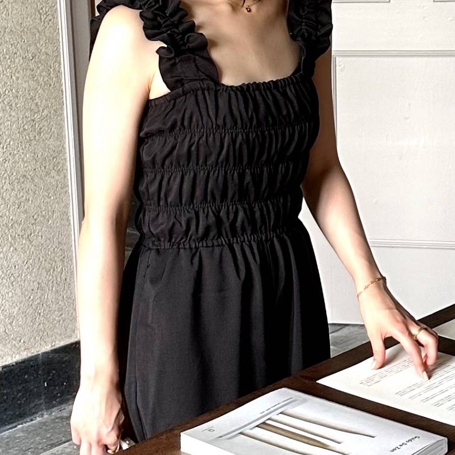 フリルシャーリングオールインワン