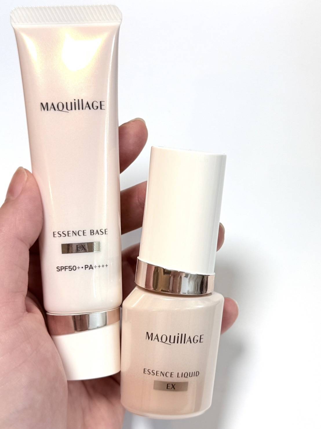 マキアージュ「エッセンスベースEX」とファンデ美容液「エッセンスリキッドEX」