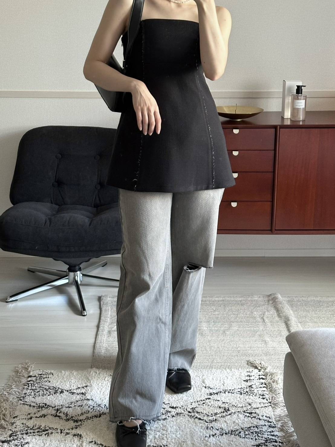 カットオフデニムコーデ