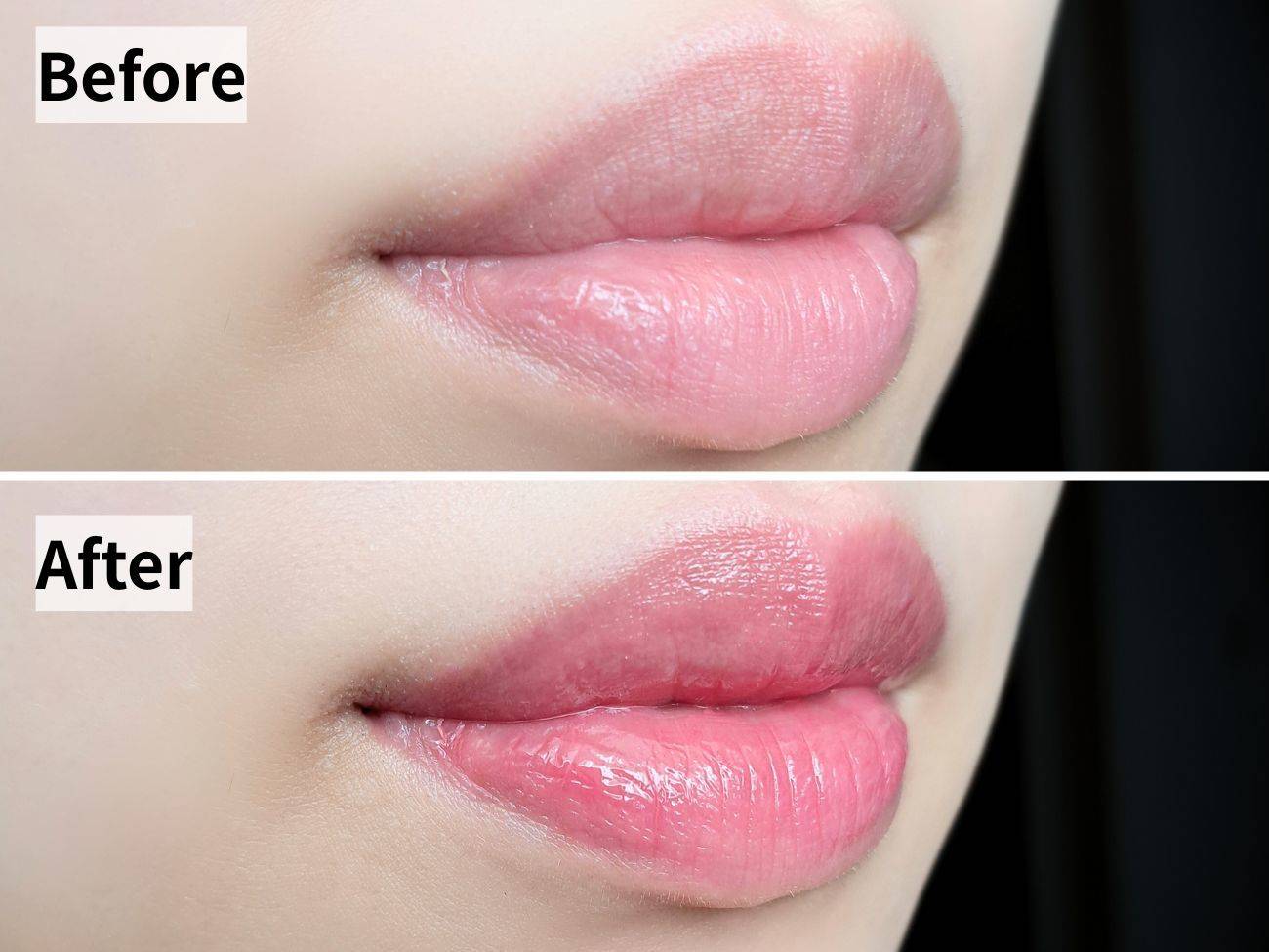 rom&nd ザ ジューシーラスティングティント 23 ピーチピーチミーのビフォーアフター比較画像