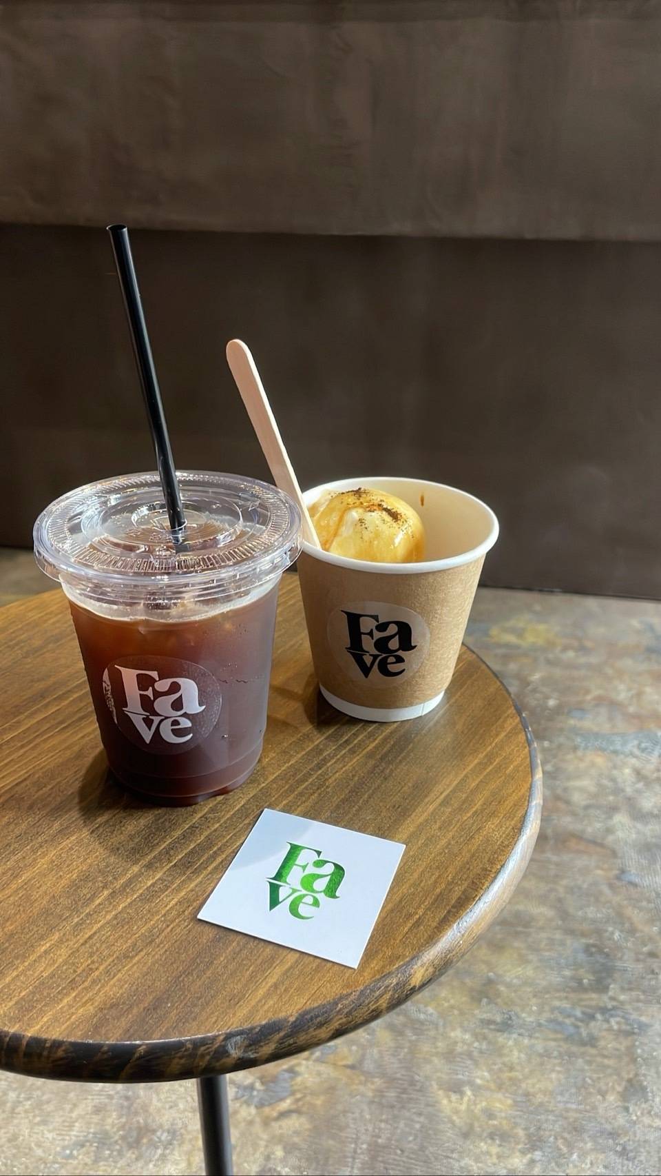 Faveのアイスコーヒーとアフォガードアイスクリーム