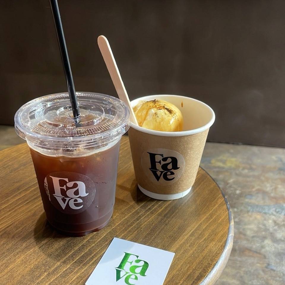 Faveのアイスコーヒーとアフォガードアイスクリーム